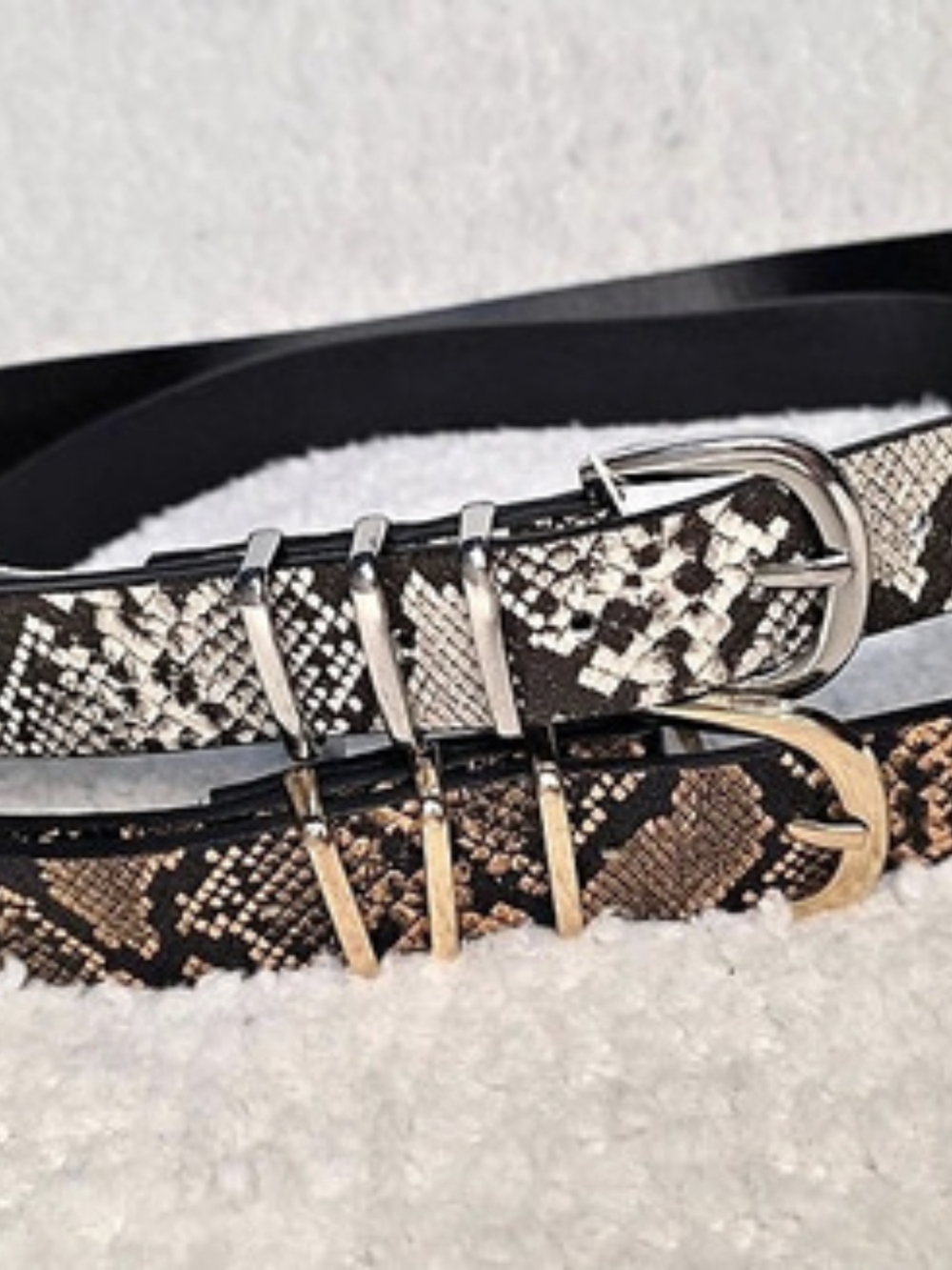 ZARA Animal Print Belt Set in Brown & Gray NWT, S M